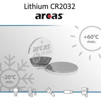 10 Piles bouton CR2032 DL2032 Arcas Lithium 3V