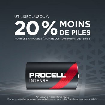 2 Piles LR20 D MN1300 AM1 Duracell Procell Intense Alcaline 1,5V 