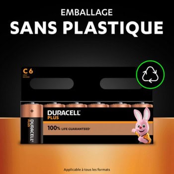 4 Piles LR14 C MN1400 R14 AM2 Duracell Plus Alcaline 1,5V