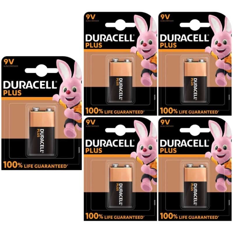 5 Piles 6LR61 9V MN1604 R9 LR22 6AM6 Duracell Plus Alcaline 9V