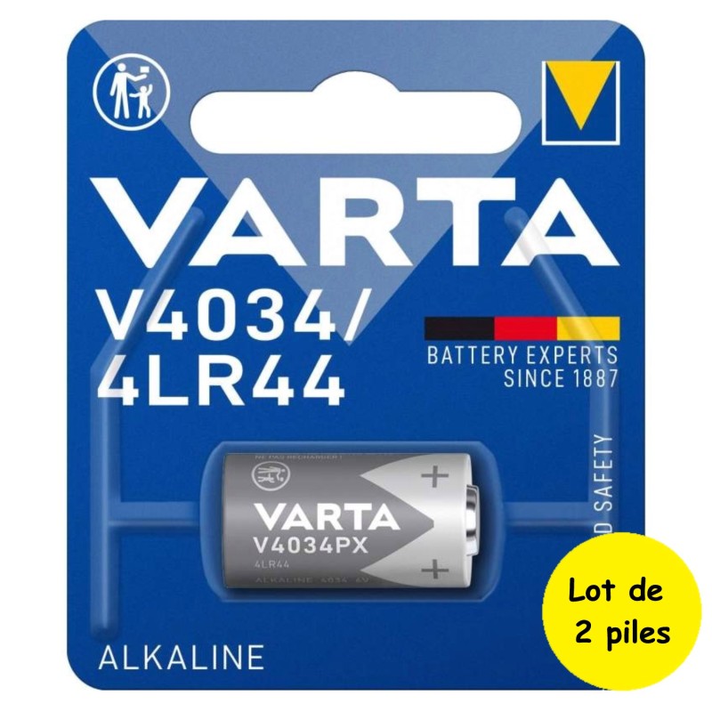 2 Piles V4034 4LR44 28L V78PX PX28A A544 K28A Varta Alcaline 6V 170 mAh