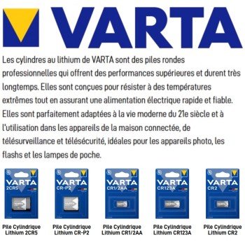 Pile CR123A CR17335 CR17345 DL123 EL123AP Varta Lithium 3V 1550 mAh