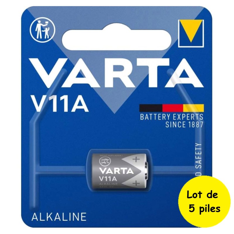 5 Piles V11A LR11A A11 GP11A K11A L1016 MN11 V11GA Varta Alcaline 6V 38 mAh