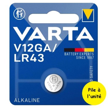 Pile V12GA AG12 LR43 LR1142 186 301 386 1176A Varta Alcaline 1,5V 120 mAh