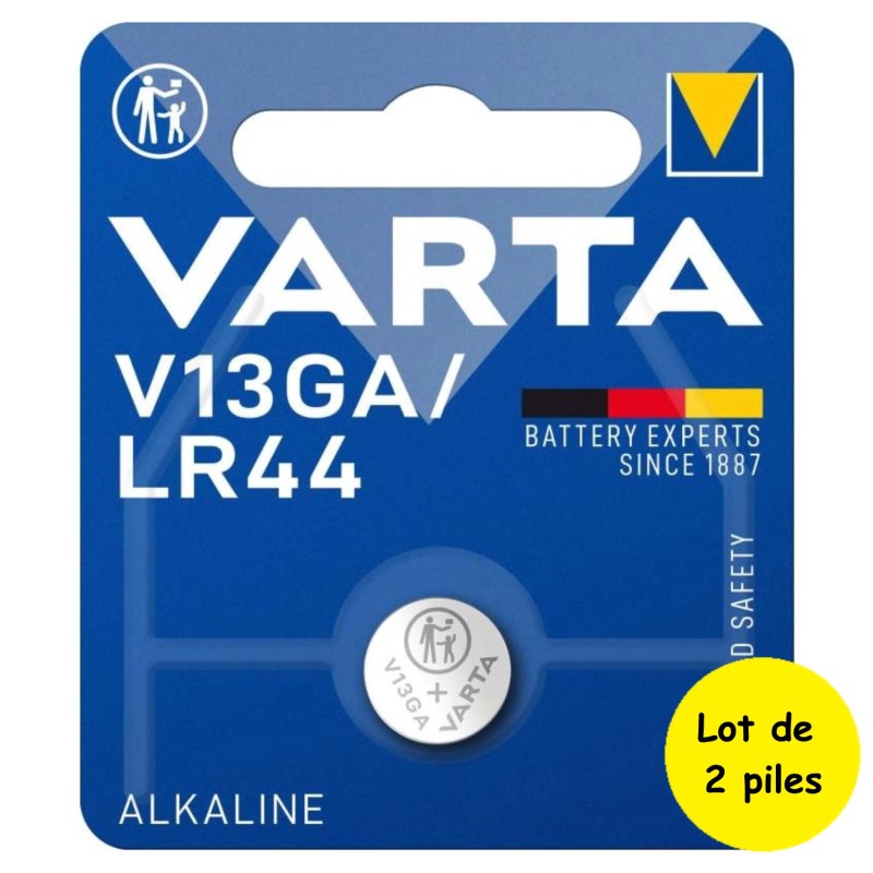 2 Piles V13GA AG13 LR44 LR1154 303 357 G13 A76 Varta Alcaline 1,5V 155 mAh