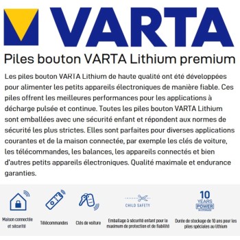 2 Piles bouton CR1/3N DL1/3N 2L76 CR11108 CR1-3N Varta 170 mAh Lithium 3V