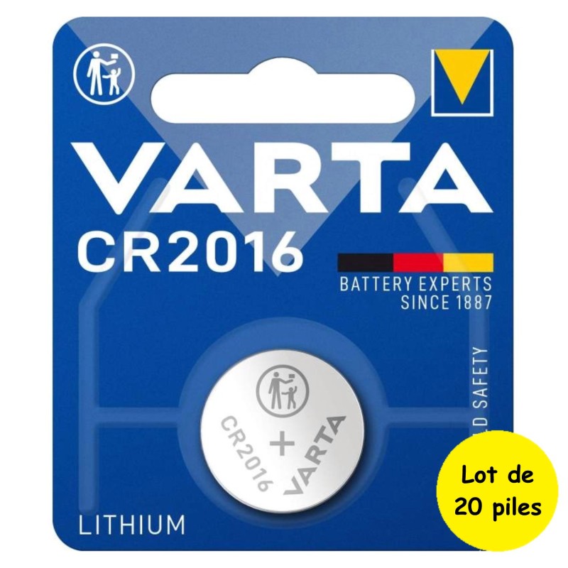 20 Piles bouton CR2016 DL2016 BR2016 ECR2016 Varta Lithium 3V 87 mAh