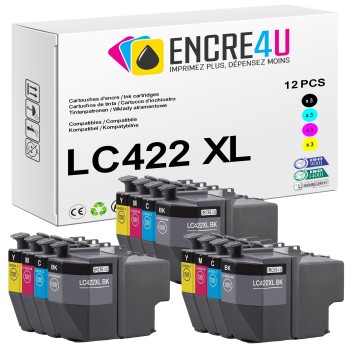 Lot de 12 cartouches d'encre compatibles Brother LC422 XL