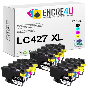 Lot de 12 cartouches d'encre compatibles Brother LC427 XL