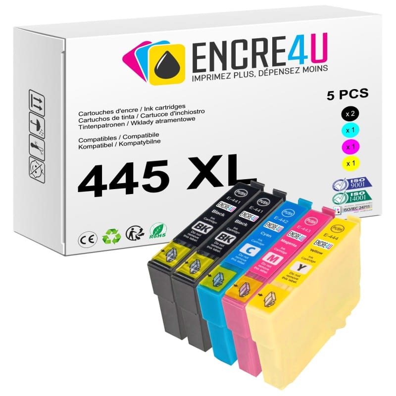 Lot de 5 cartouches d'encre compatibles Epson 445 445XL T0445 XL