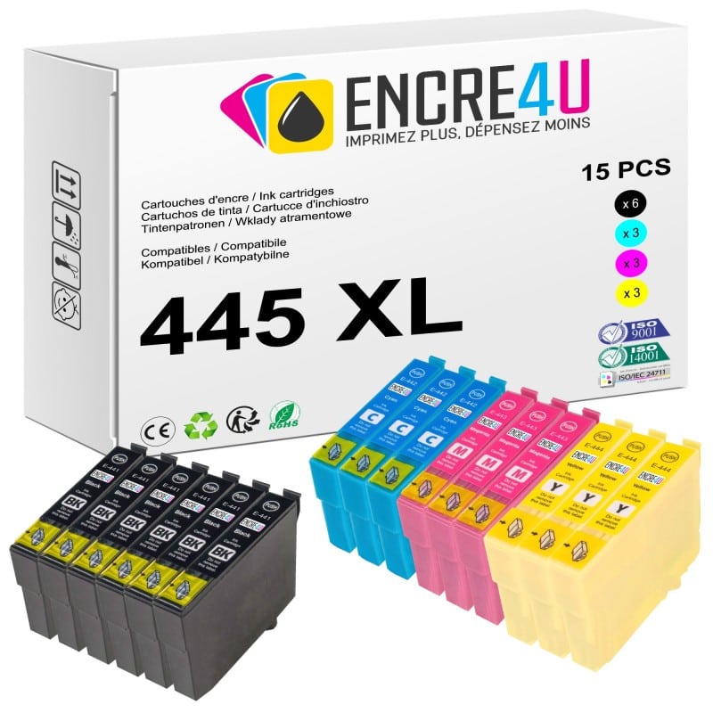 Lot de 15 cartouches d'encre compatibles Epson 445 445XL T0445 XL