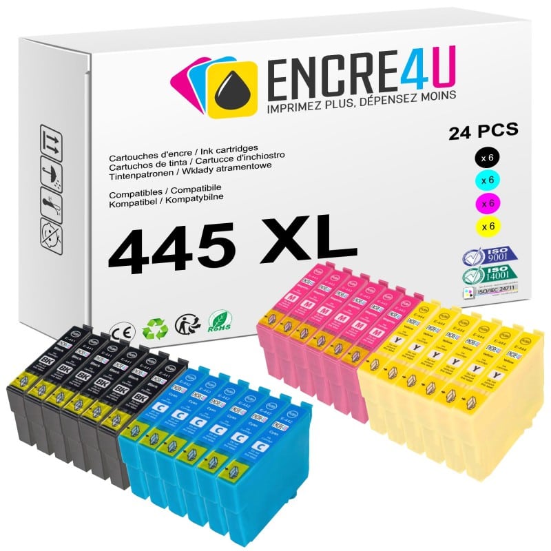 Lot de 24 cartouches d'encre compatibles Epson 445 445XL T0445 XL