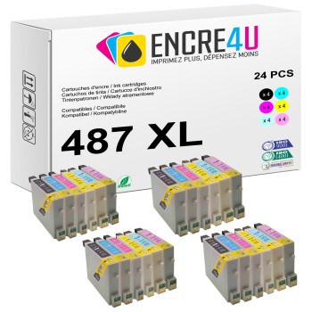 Lot de 24 cartouches d'encre compatibles Epson 487 487XL T0487 XL