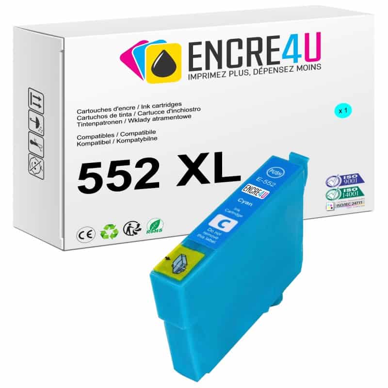 Cartouche d'encre compatible Epson 552 552XL T0552 XL Cyan