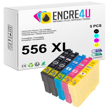 Lot de 5 cartouches d'encre compatibles Epson 556 556XL T0556 XL