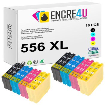 Lot de 16 cartouches d'encre compatibles Epson 556 556XL T0556 XL