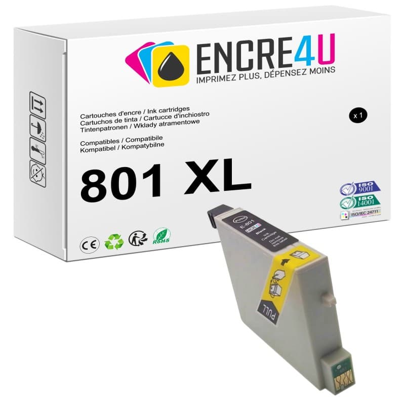 Cartouche d'encre compatible Epson 801 801XL T0801 XL Noir