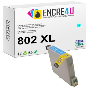 Cartouche d'encre compatible Epson 802 802XL T0802 XL Cyan