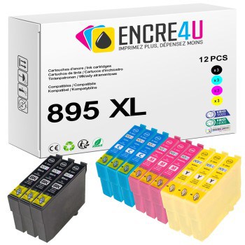 Lot de 12 cartouches d'encre compatibles Epson 895 895XL T0895 XL