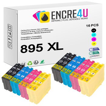 Lot de 16 cartouches d'encre compatibles Epson 895 895XL T0895 XL