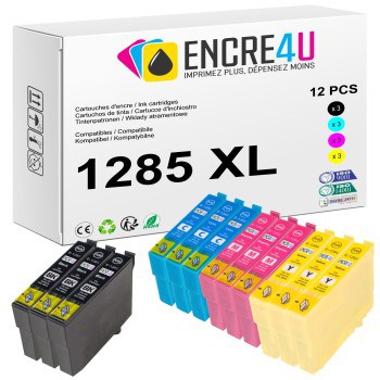Lot de 12 cartouches d'encre compatibles Epson 1285 1285XL T1285 XL