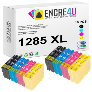 Lot de 16 cartouches d'encre compatibles Epson 1285 1285XL T1285 XL