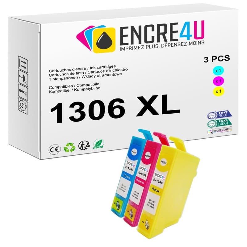 Lot de 3 cartouches d'encre compatibles Epson 1306 1306XL T1306 XL