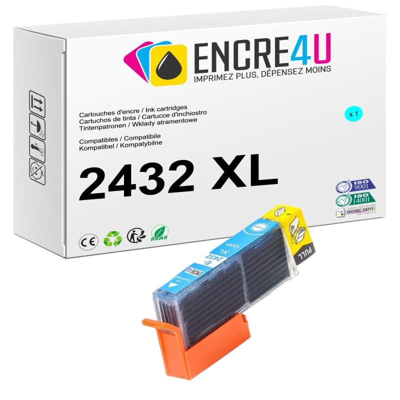 Cartouche d'encre compatible Epson 24 24XL T24 T24XL 2432 XL Cyan