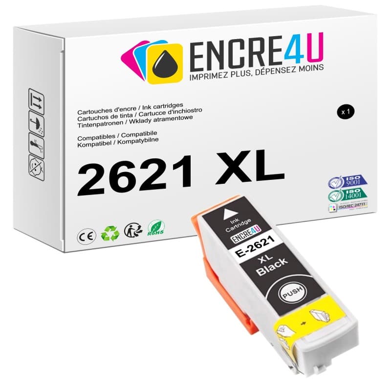 Cartouche d'encre compatible Epson 26 26XL T26 T26XL 2621 XL Noir