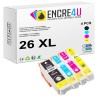 Lot de 4 cartouches d'encre compatibles Epson 26 26XL T26 2636 XL