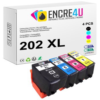Lot de 4 cartouches d'encre compatibles Epson 202 202XL T202 XL