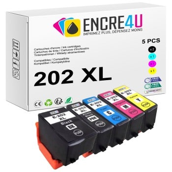 Lot de 5 cartouches d'encre compatibles Epson 202 202XL T202 XL V1