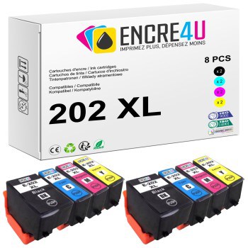 Lot de 8 cartouches d'encre compatibles Epson 202 202XL T202 XL