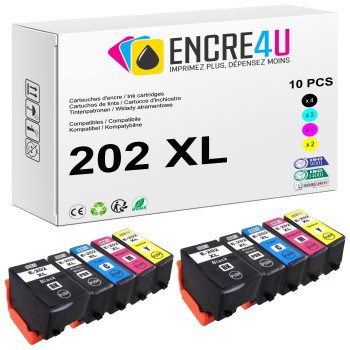 Lot de 10 cartouches d'encre compatibles Epson 202 202XL T202 XL