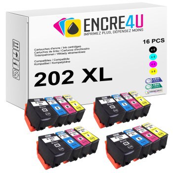Lot de 16 cartouches d'encre compatibles Epson 202 202XL T202 XL