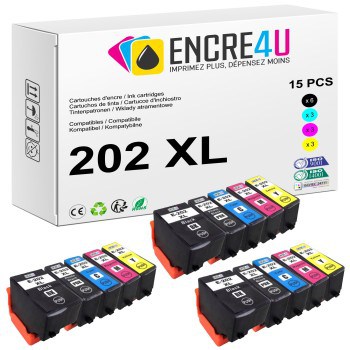Lot de 15 cartouches d'encre compatibles Epson 202 202XL T202 XL