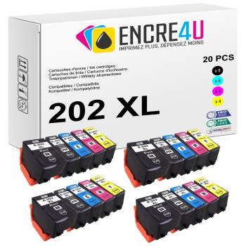 Lot de 20 cartouches d'encre compatibles Epson 202 202XL T202 XL V1