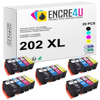 Lot de 20 cartouches d'encre compatibles Epson 202 202XL T202 XL V2