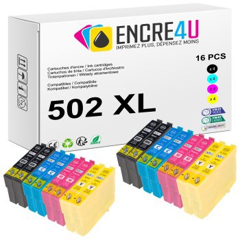 Lot de 16 cartouches d'encre compatibles Epson 502 502XL T502 XL