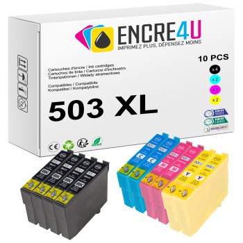 Lot de 10 cartouches d'encre compatibles Epson 503 503XL T503 XL