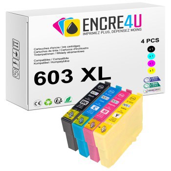 Lot de 4 cartouches d'encre compatibles Epson 603 603XL T603 XL