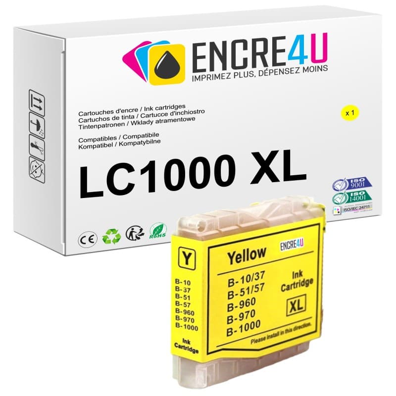 CARTOUCHE COMPATIBLE BROTHER LC1000 XL Y ( JAUNE )