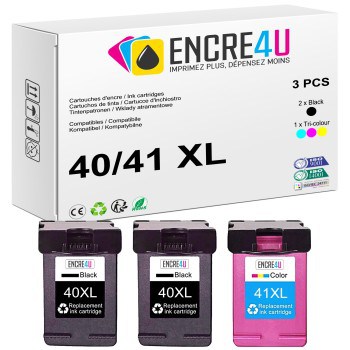 Lot de 3 cartouches d'encre compatibles Canon 40XL 41XL PG-40 CL-41 XL
