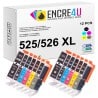 Lot de 12 cartouches d'encre compatibles Canon PGI-525 CLI-526 XL
