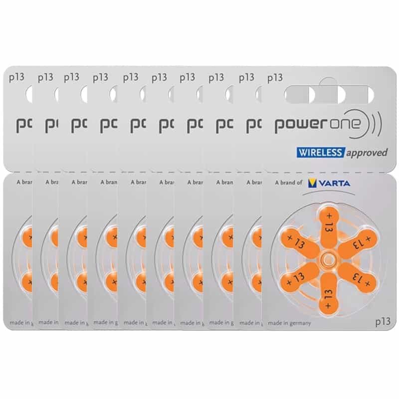 60 Piles Auditives P13 Orange Varta PR48 DA13 AC13 13AE 13Zas R26+