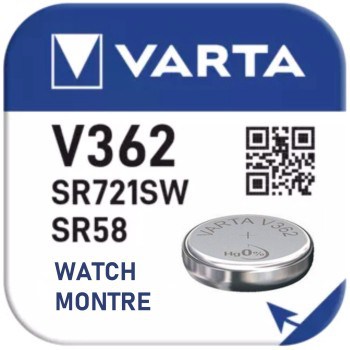 Pile Varta V362 SR58 SR721SW pour Montre Oxyde d'Argent 1,55V