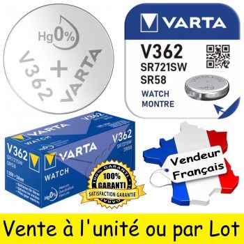 Pile Varta V362 SR58 SR721SW pour Montre Oxyde d'Argent 1,55V