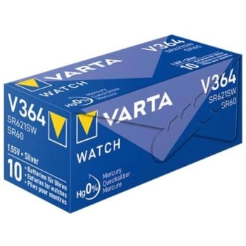 Pile Varta V364 SR60 SR621SW pour Montre Oxyde d'Argent 1,55V