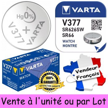 2 Piles Varta V377 SR66 SR626SW pour Montre Oxyde d'Argent 1,55V