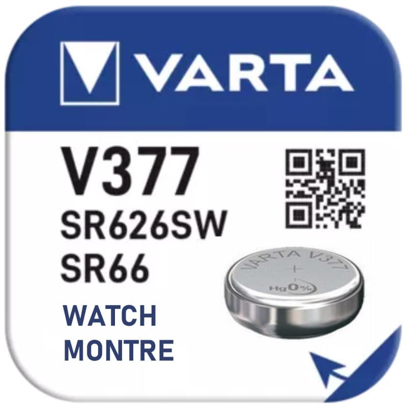 5 Piles Varta V377 SR66 SR626SW pour Montre Oxyde d'Argent 1,55V